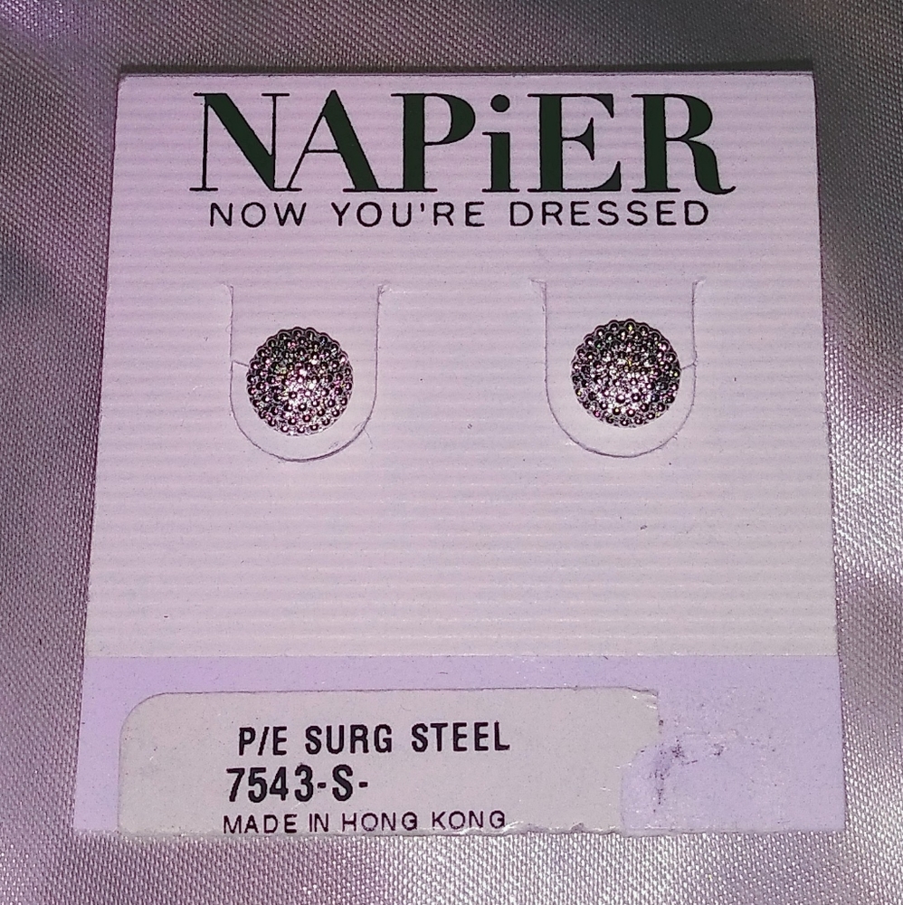 Vintage Napier White Stud Earrings